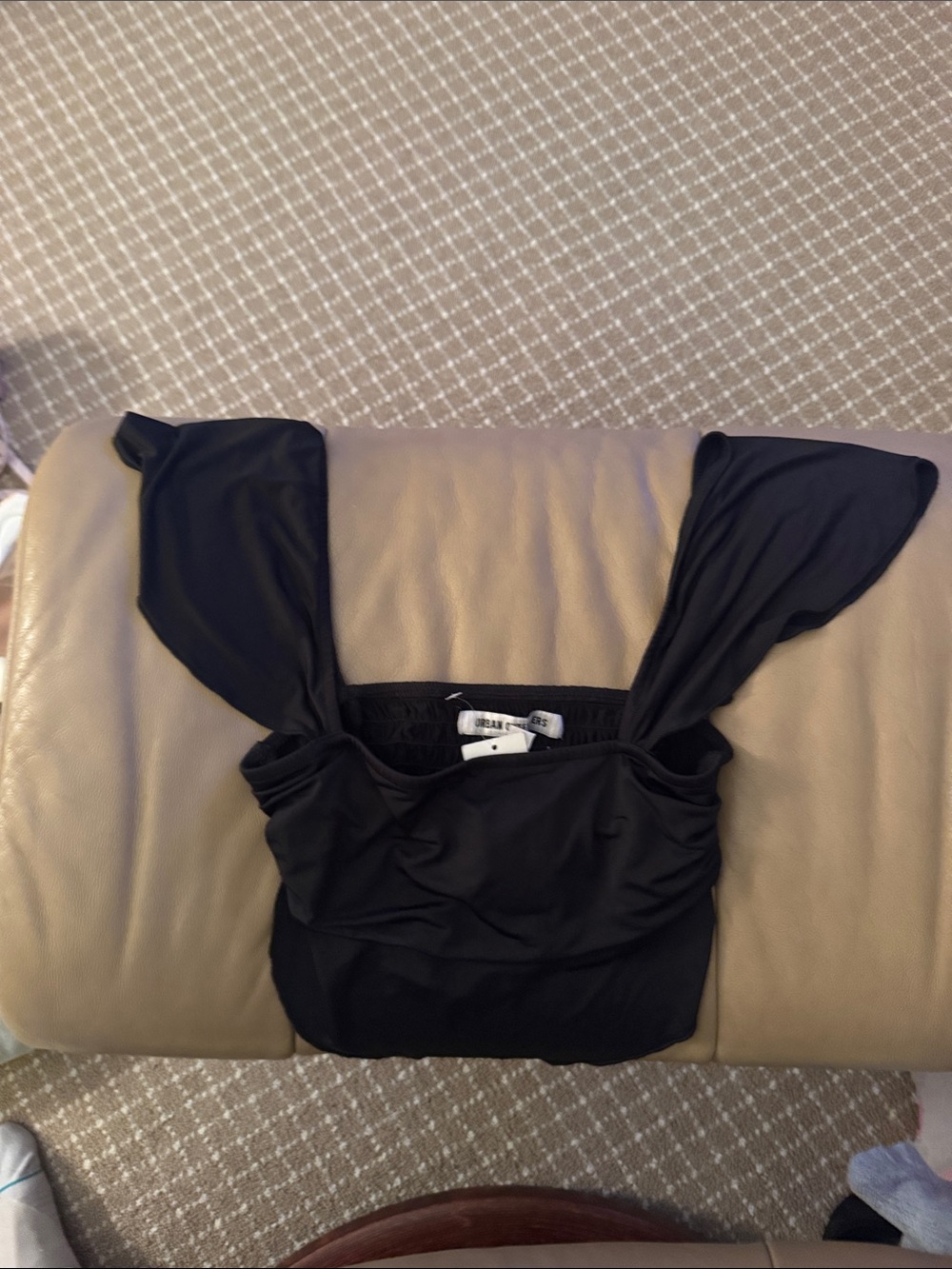 Urban Outfitters Black Flutter Sleeve Crop Top